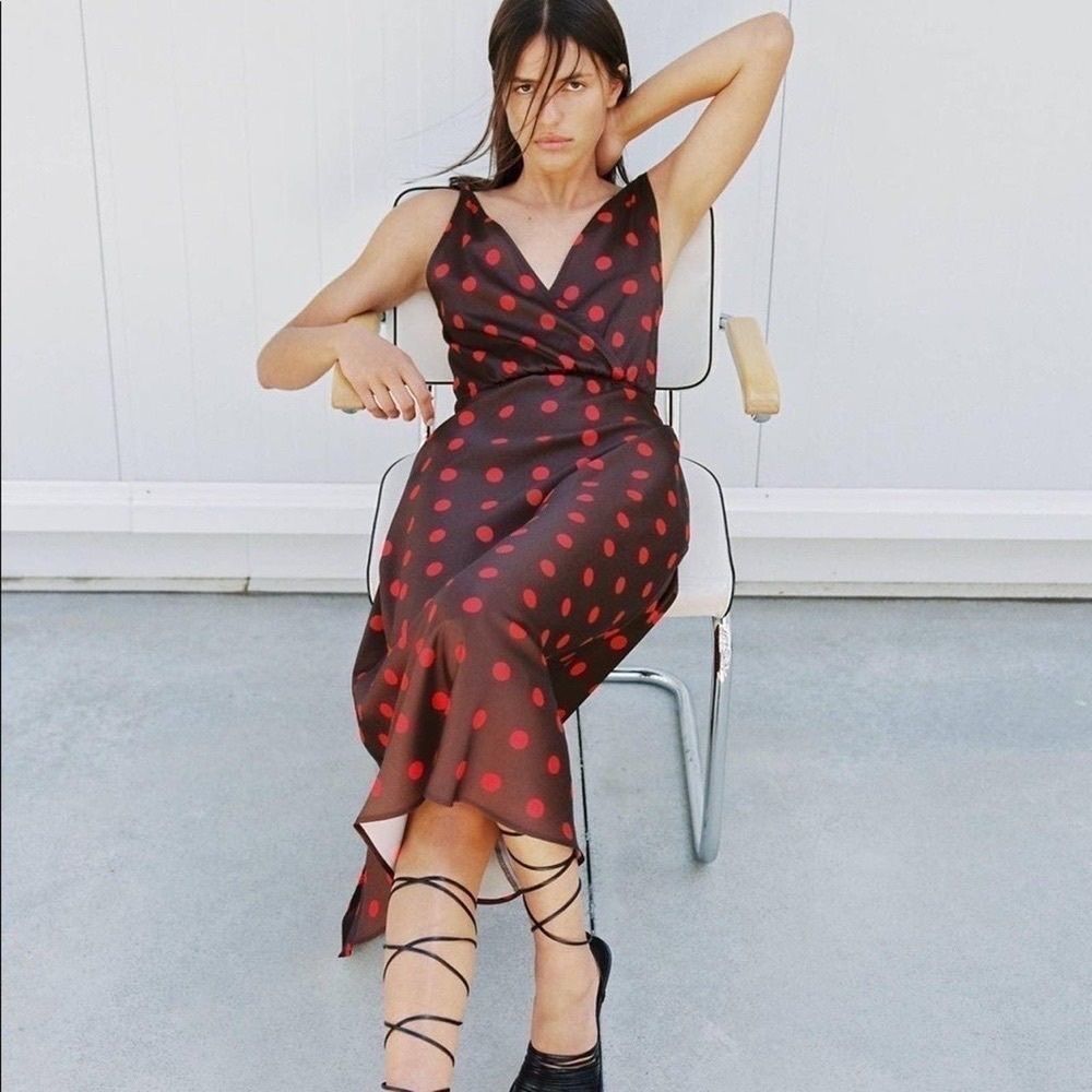 Zara polka dot satin dress Medium 8582/160
